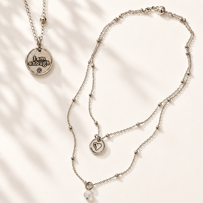 I Am Enough Heart Dainty Necklace