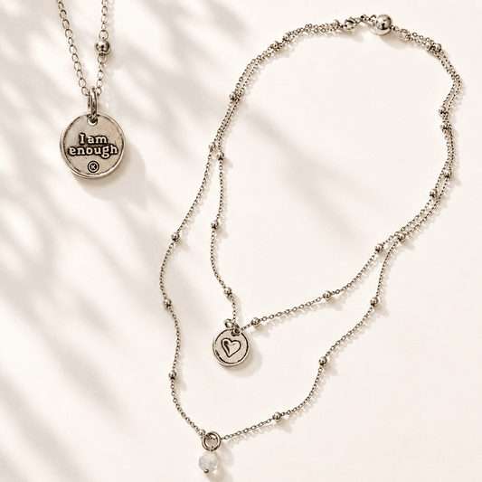 I Am Enough Heart Dainty Necklace