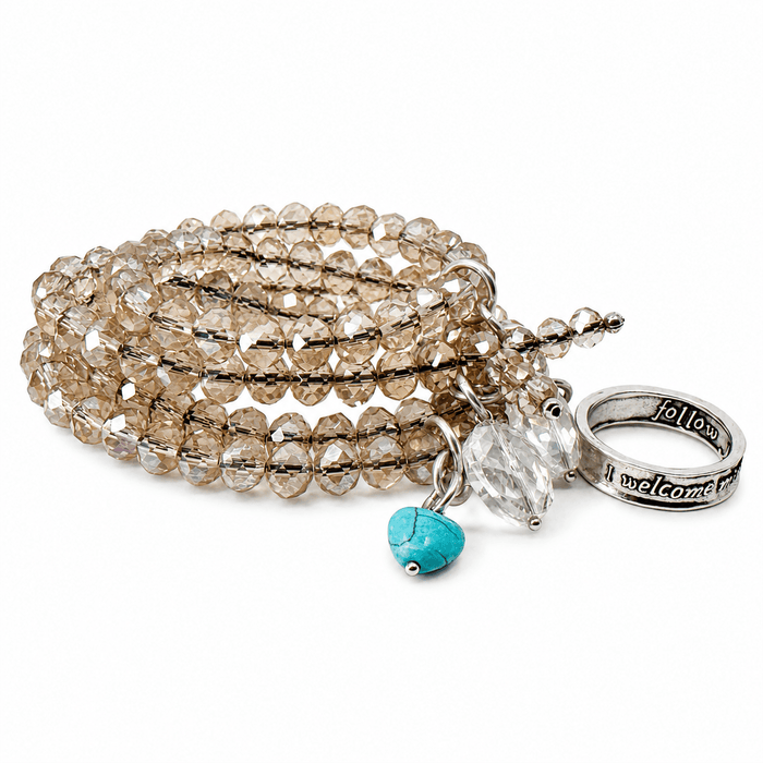 I Welcome Miracles Into My Life Crystal Boho Wrap Necklace/Bracelet