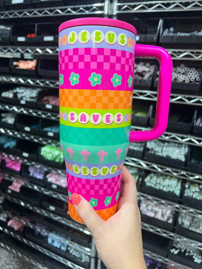 Jesus Saves Colorful 40 oz Tumbler