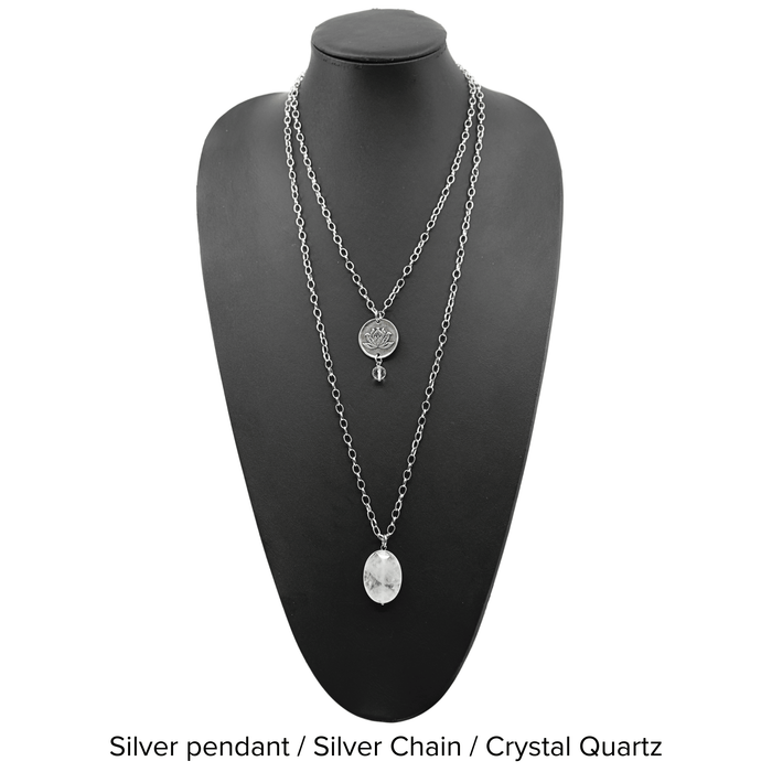 Silver pendant / Silver Chain / Crystal Quartz