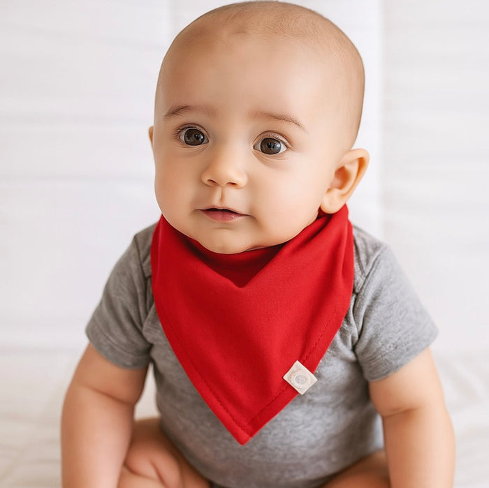 Baby kerchief bib | scarlet red finn + emma