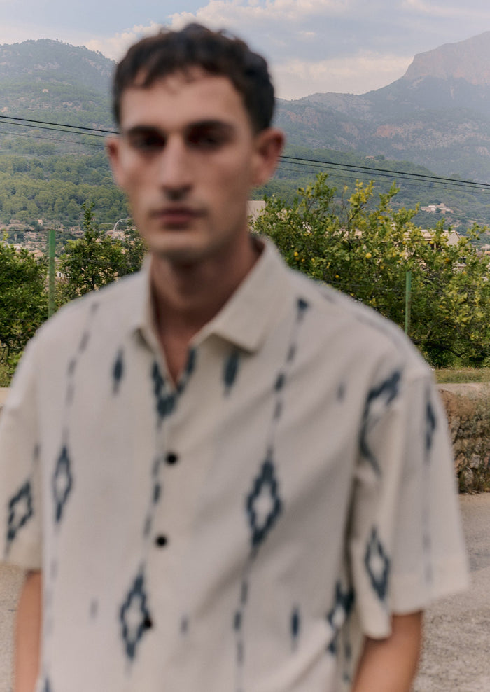 Kite Ikat Shirt | Navy/Ecru
