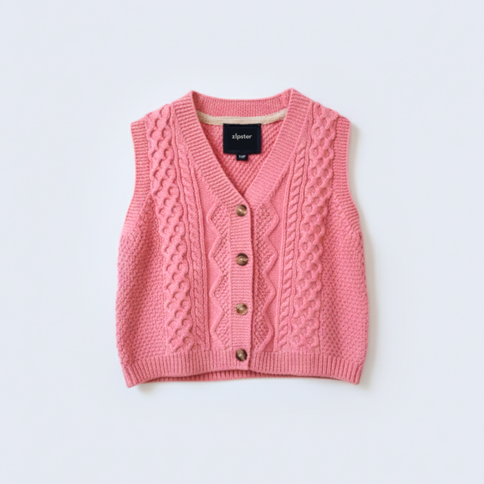 Knitted Cotton Vest Pink