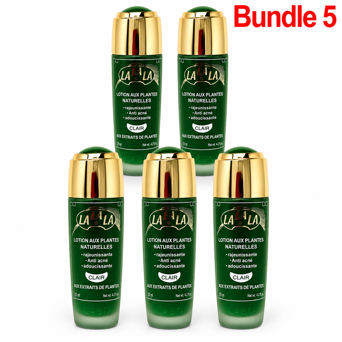LA LA LA Lotion Aux Plantes Naturelles in branded packaging, a botanical skincare lotion formulated with natural plant ingredients to moisturize and promote smooth, soft, and radiant-looking skin.