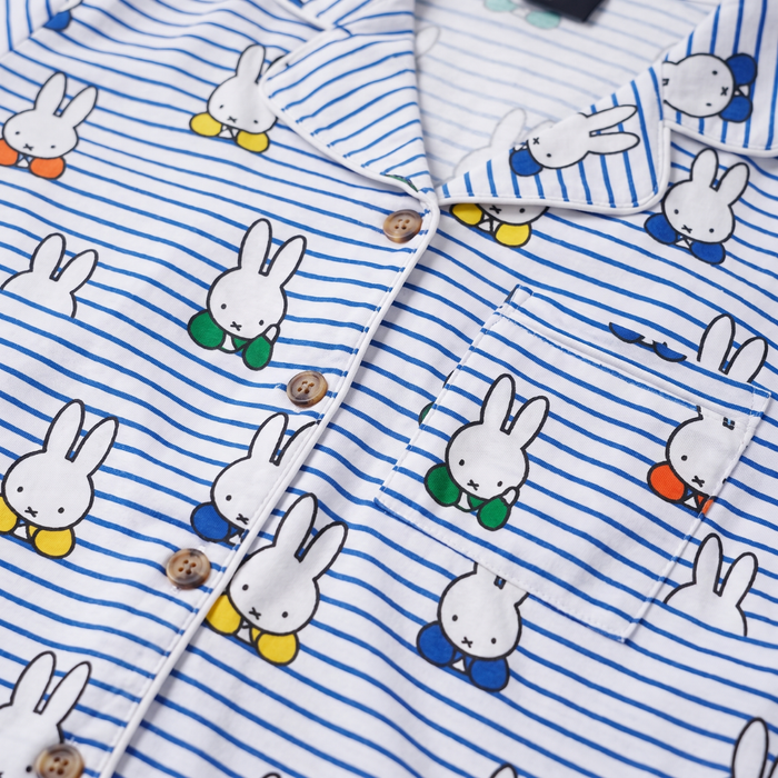 Design detail on the Ladies Miffy Peek-a-Boo Blue bamboo pyjama set