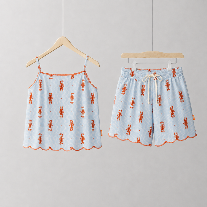 Ladies Pyjamas Set Wavy Lobster