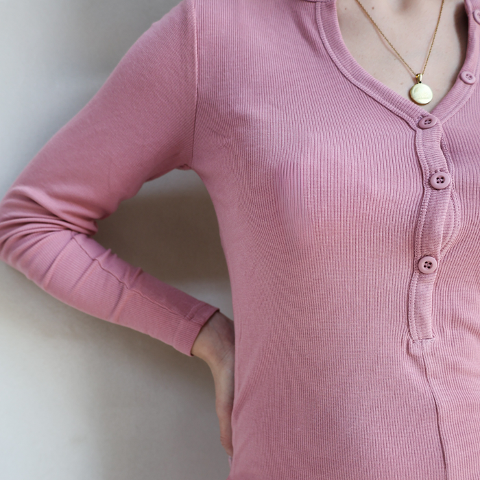 Ladies Ribbed Bodysuit - Rose