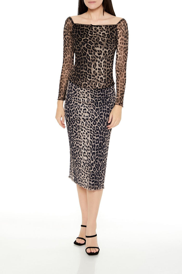Leopard Print Square-Neck Top