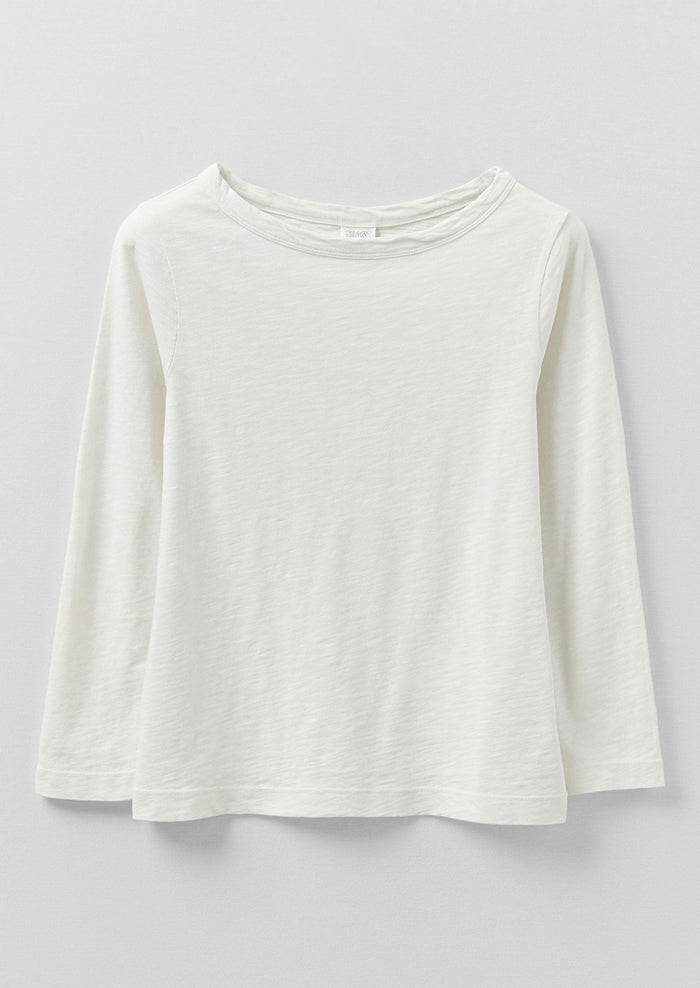 Lia Cotton Boat Neck Tee | Chalk