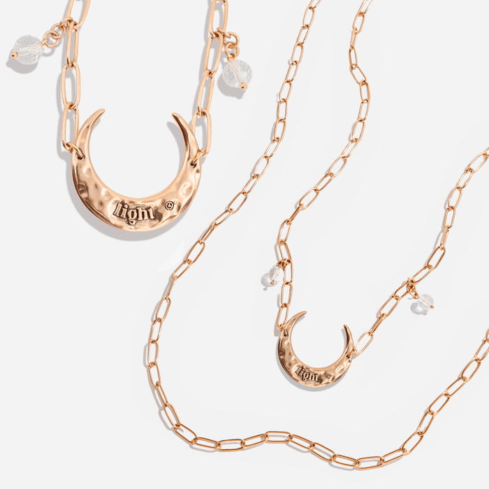 Light Crescent Moon Long Chain Necklace