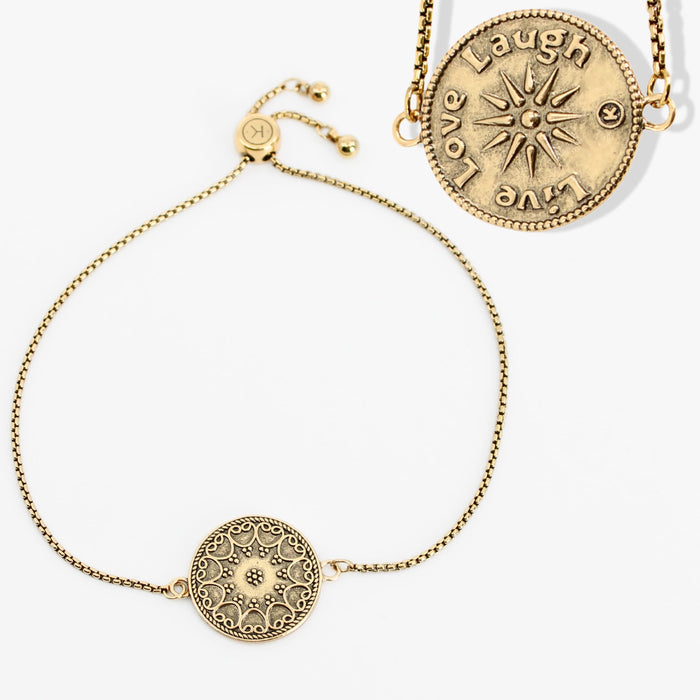 Live Love Laugh Mandala Adjustable Bracelet
