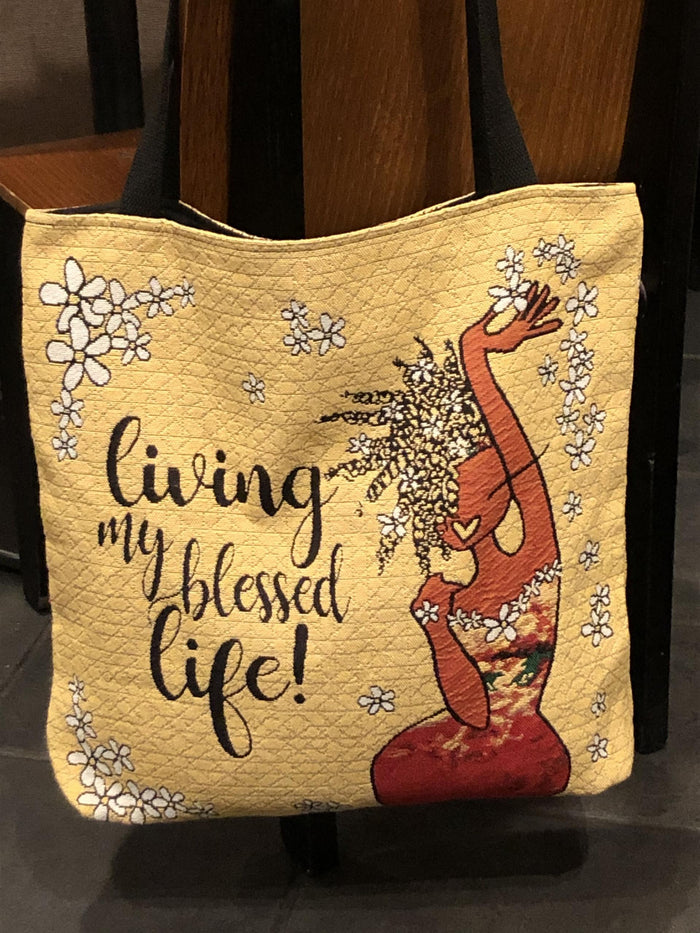 Living My Blessed Life Woven Tote Bag