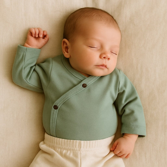 Baby long bodysuit | Basil Green finn + emma