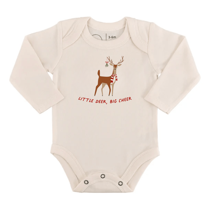 Baby long sleeve graphic bodysuit | little deer big cheer finn + emma