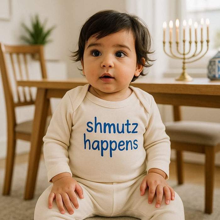 Baby long sleeve graphic bodysuit | schmutz happens finn + emma