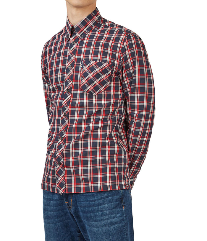 Long Sleeve Grid Check Buttondown Shirt