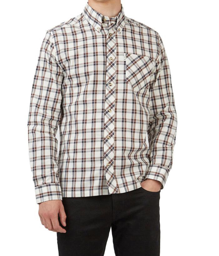 Long Sleeve Grid Check Buttondown Shirt