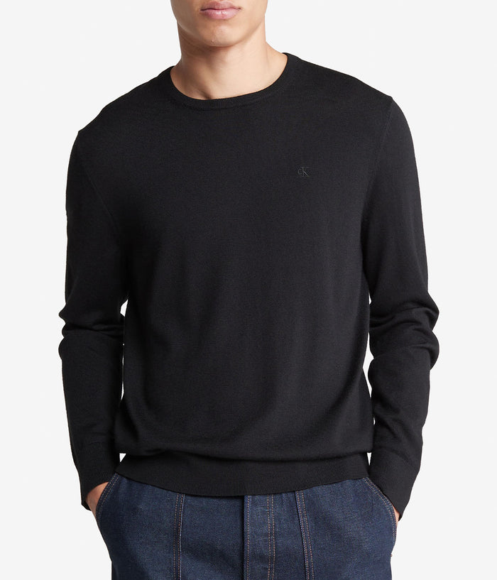 Long Sleeve Solid Extrafine Merino Crew 14Gg Black