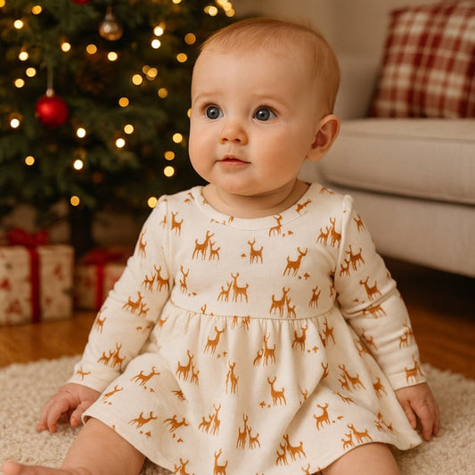 Baby long sleeve twirl dress | deer to my heart finn + emma
