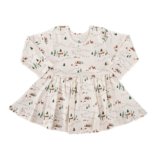 Baby long sleeve twirl dress | into the woods finn + emma