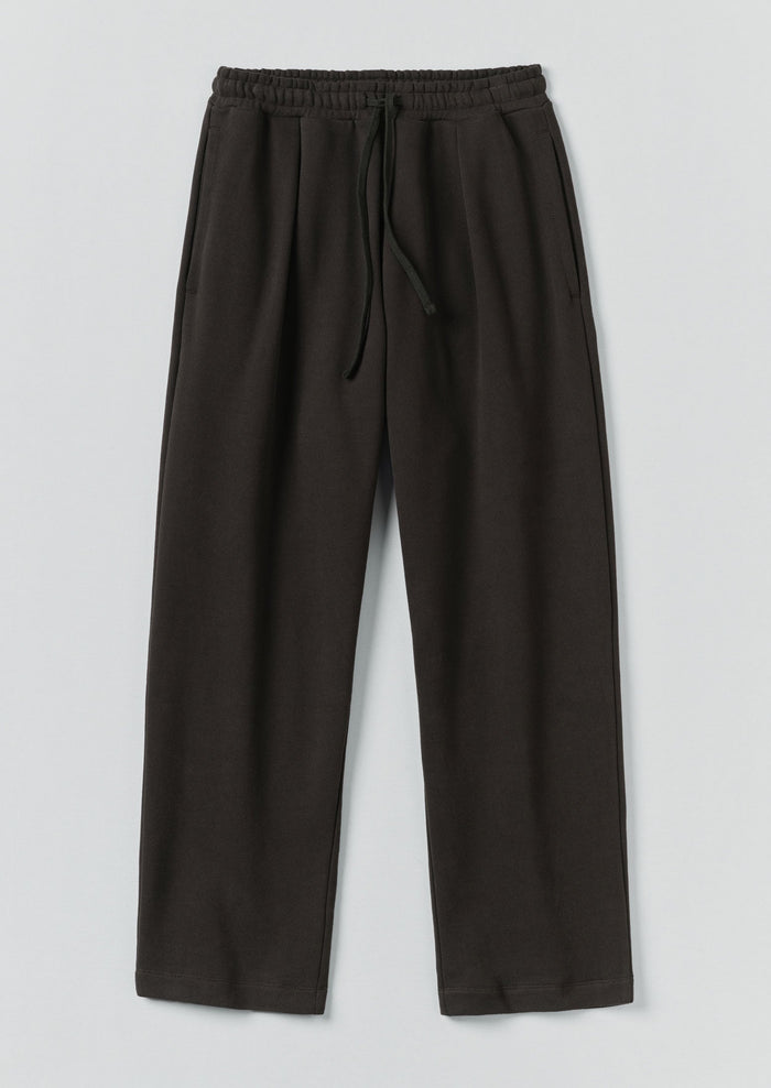 Loopback Jersey Pleated Trousers | Black Pepper