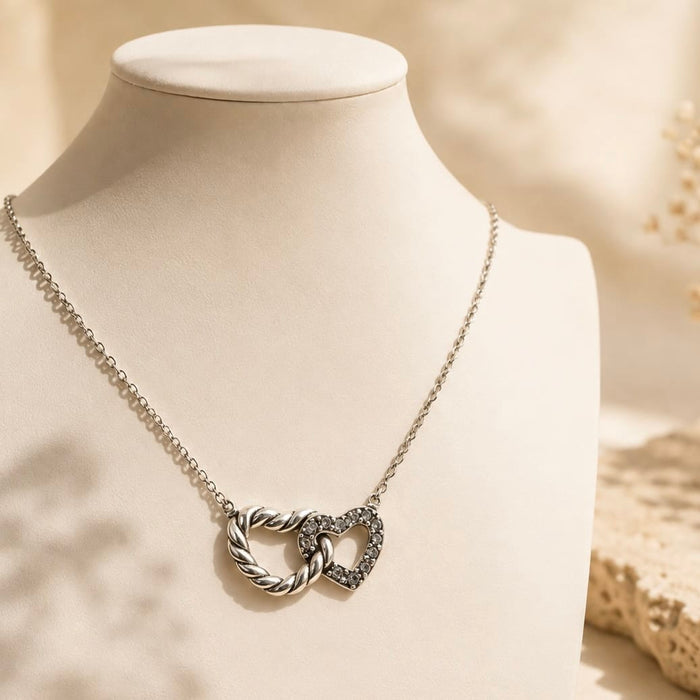 Love Forever Interlocking Hearts Adjustable Chain Necklace