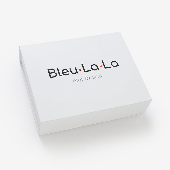 Baby Luxe Collection 100% Organic Cotton Luxury Knit Baby Blanket + Hat Set with Gift Box Bleu La La