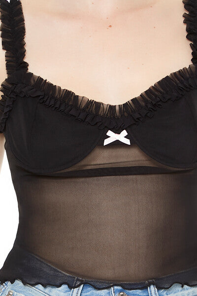 Mesh Ruffle Bustier Cami
