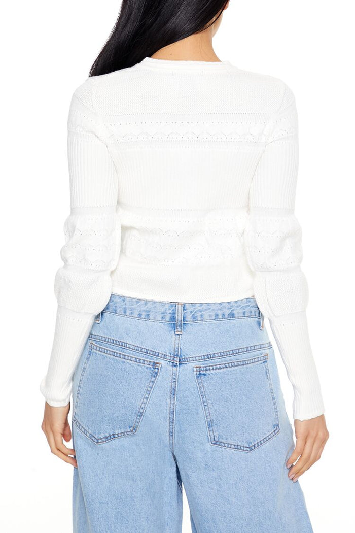 Mixed Knit Cardigan Sweater