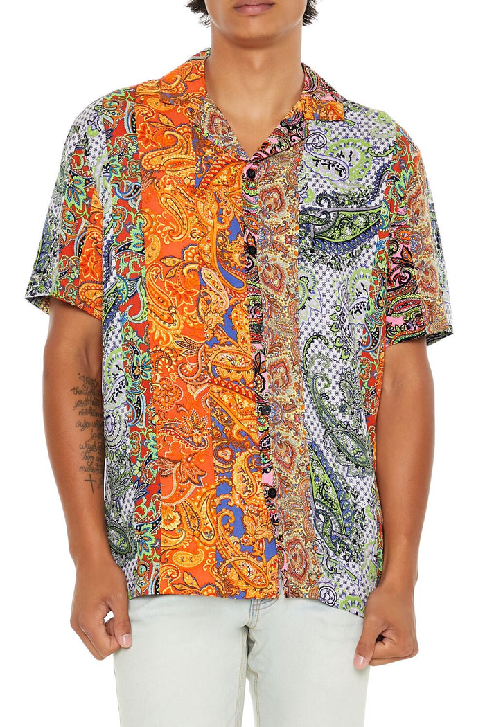 Mixed Paisley Print Rayon Shirt