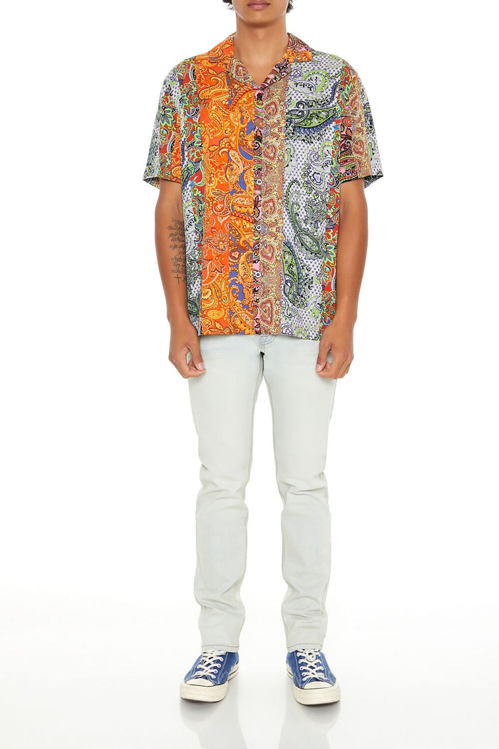 Mixed Paisley Print Rayon Shirt
