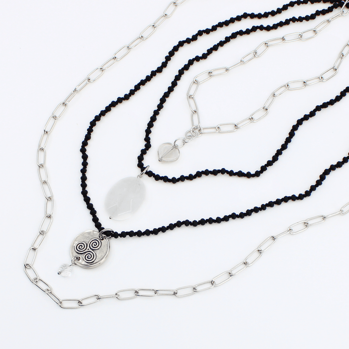 Silver Finish / Matte Black Beads