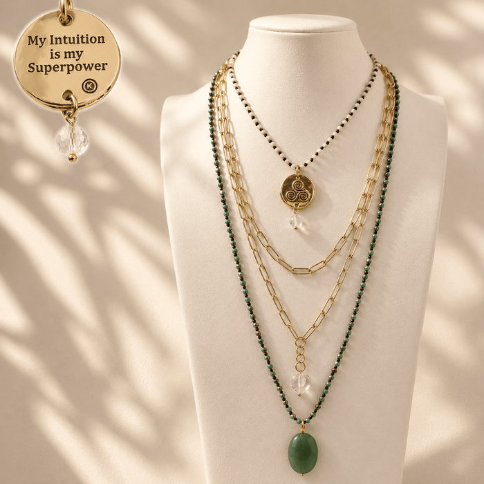 My Intuition Is My Superpower Triskelion Necklace Layering Set