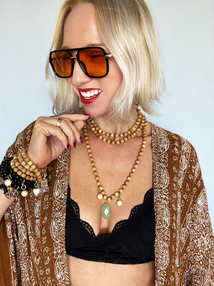 Natural Wood Layering Necklace