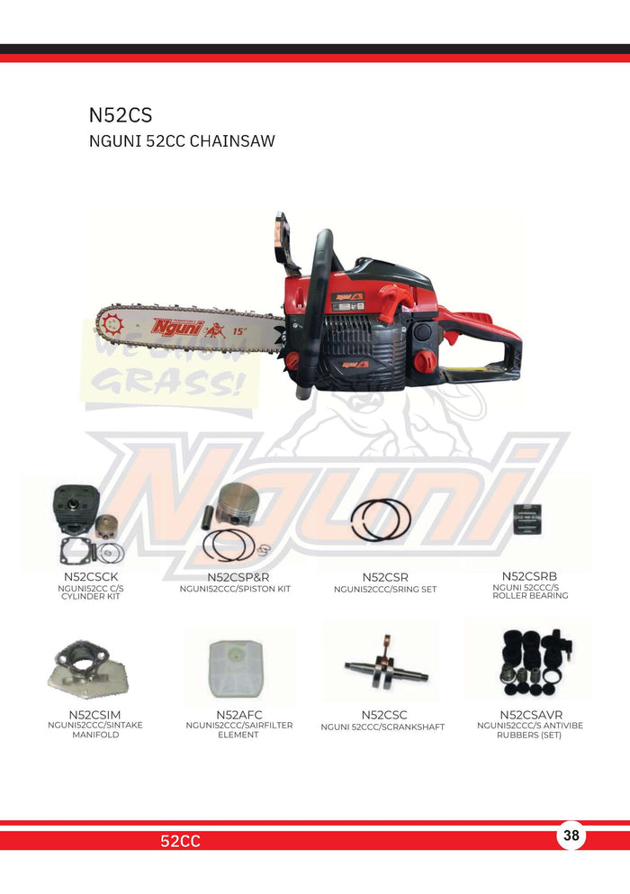 Nguni Chainsaw – 52CC C/S Cylinder Kit