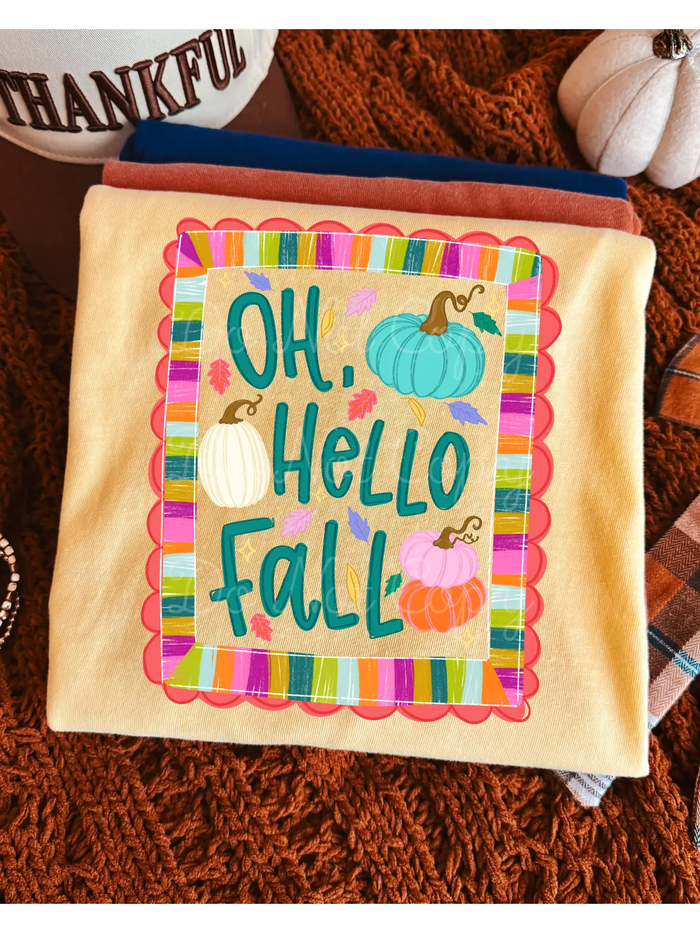 Oh Hello Fall Butter Yellow Comfort Colors Tee