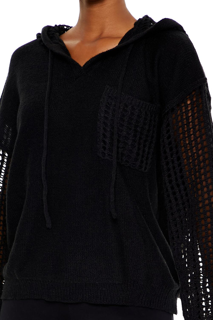 Open-Knit Netted Hoodie