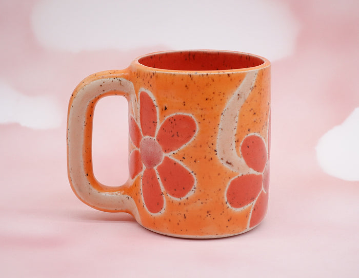 Orange Floral Mug