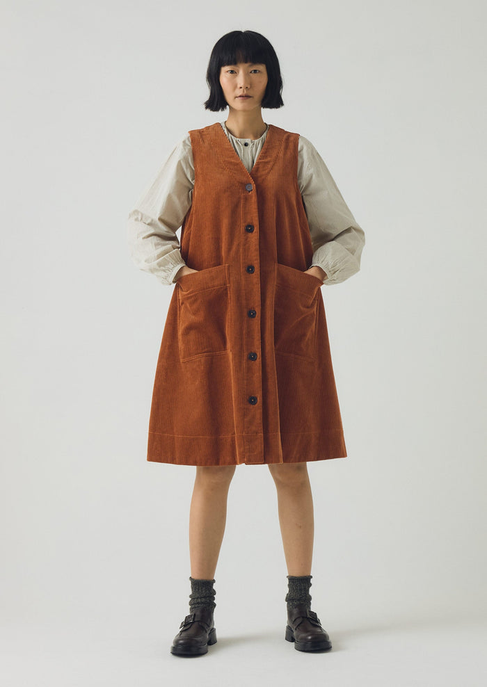 Organic Cord A Line Dress | Burnt Sienna