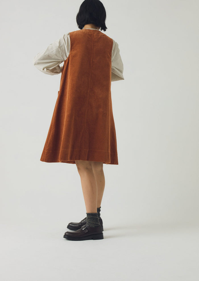 Organic Cord A Line Dress | Burnt Sienna