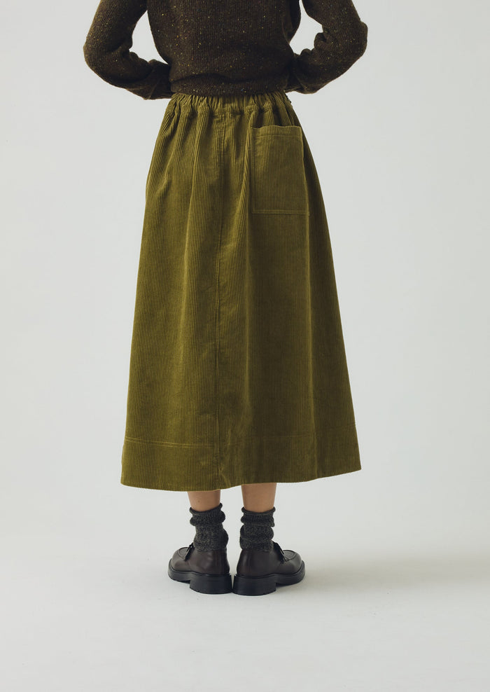 Organic Cord A Line Skirt | Antique Olive