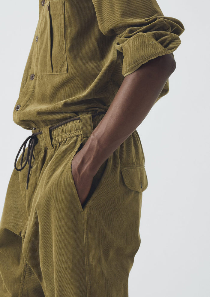 Organic Cord Drawstring Trousers | Linden