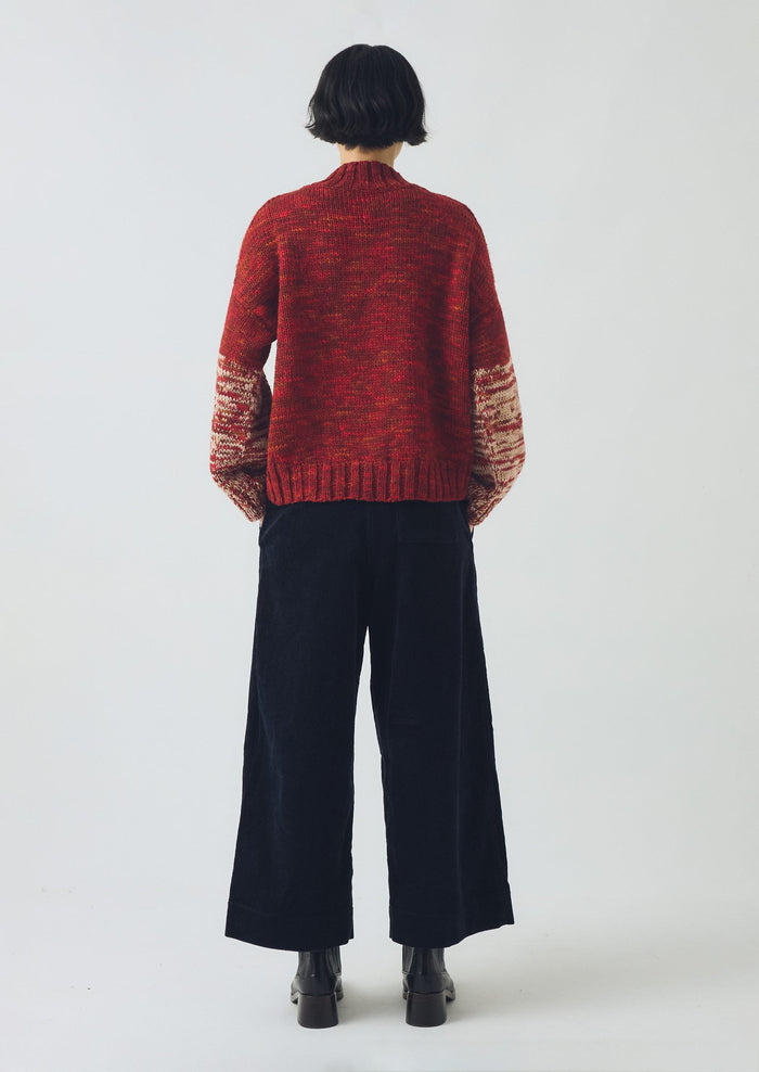 Organic Cord Pleat Front Trousers | Midnight