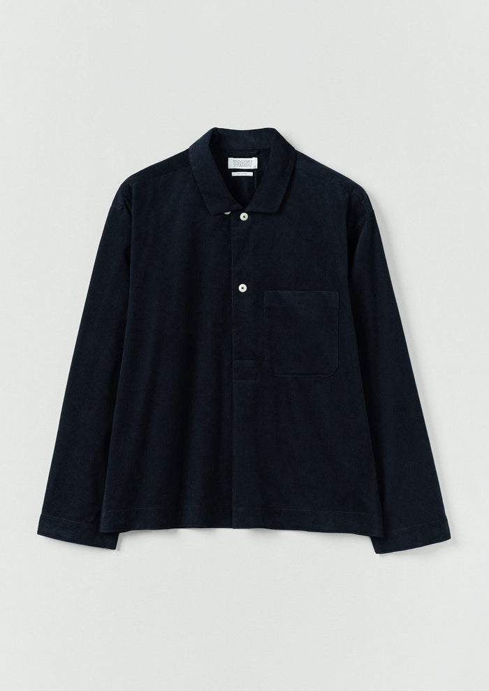 Organic Cord Smock Popover Shirt | Midnight