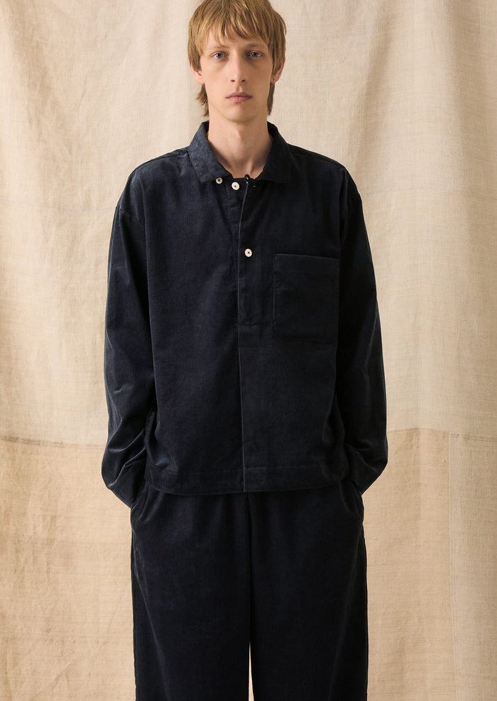Organic Cord Smock Popover Shirt | Midnight