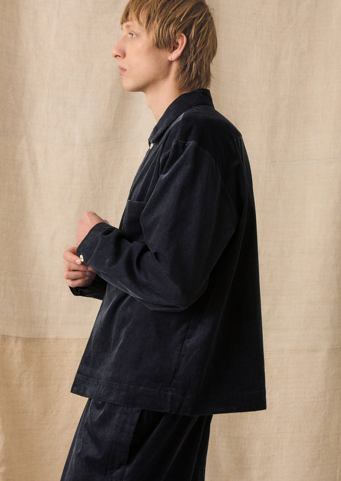 Organic Cord Smock Popover Shirt | Midnight