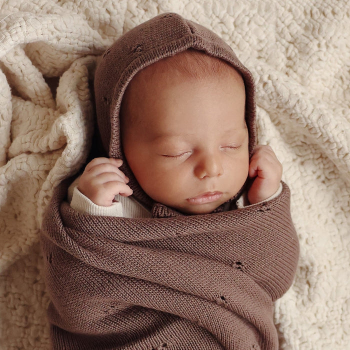 Baby Organic Pointelle Luxury Knit Swaddle Blanket Bleu La La