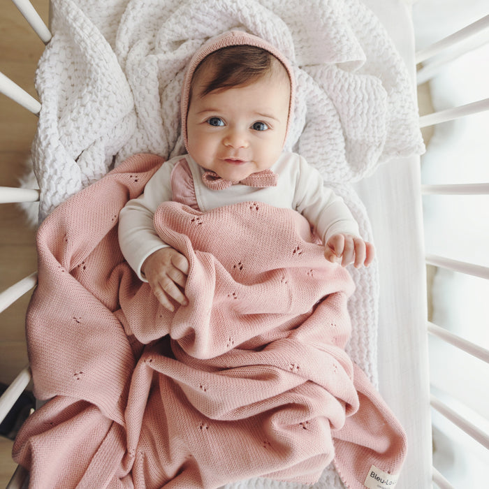 Baby Organic Pointelle Luxury Knit Swaddle Blanket Bleu La La