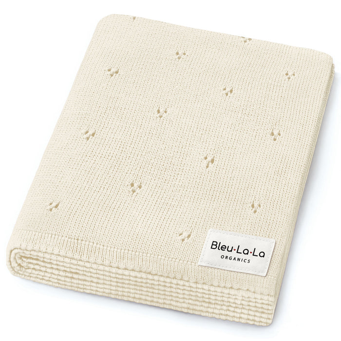 Baby Organic Pointelle Luxury Knit Swaddle Blanket Bleu La La